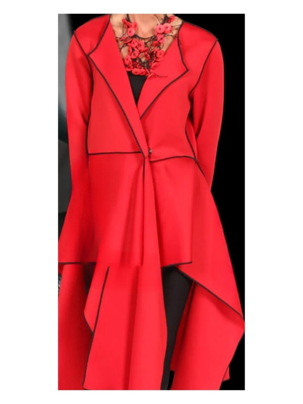 NWOT Heydari XL Red Scuba Hi-Low Coat Dress Jacket $400 Designer Statement - Picture 2 of 5